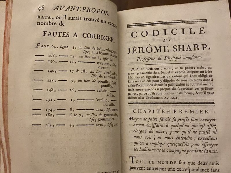 Codicile de Jérôme Sharp 1788